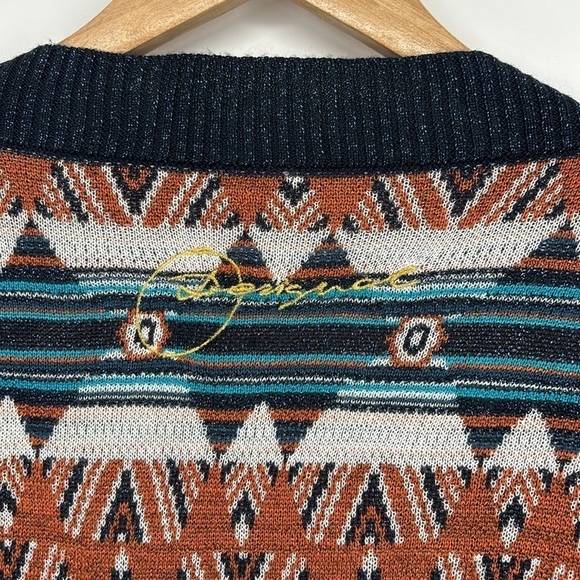 Desigual Floral Open Front Fringe Trim Duster Sweater Women’s Size Small - Picture 6 of 8